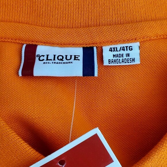 Clique Mens 4XL Orange Cotton Polo Shirt With Collar & Short Sleeves - Picture 6 of 8